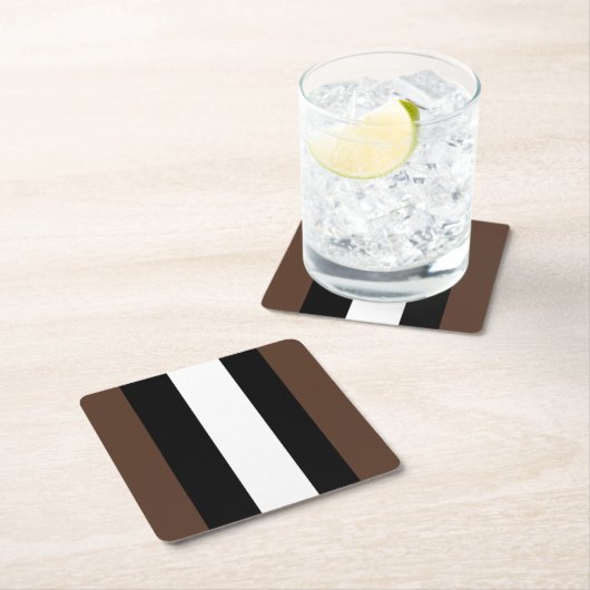 Braune, schwarz-weiße Streifen Rechteckiger Pappuntersetzer (Vor Ort)