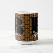 Braune Schwarze Monogramm Weißer Skriptname Modern Kaffeetasse (Mittel)
