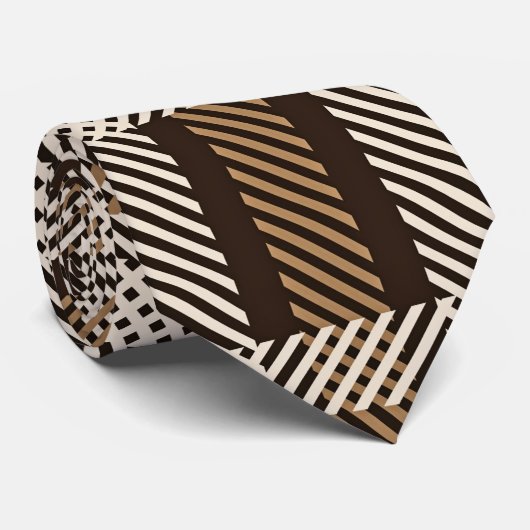 Braune, schwarze und graue Retro-Krawatte Krawatte (Gerollt)
