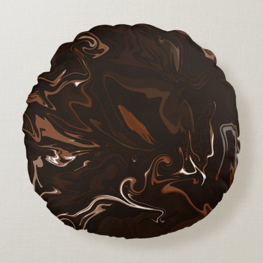 Braune, schwarze und graue Wirbel Rundes Kissen (Vorderseite)