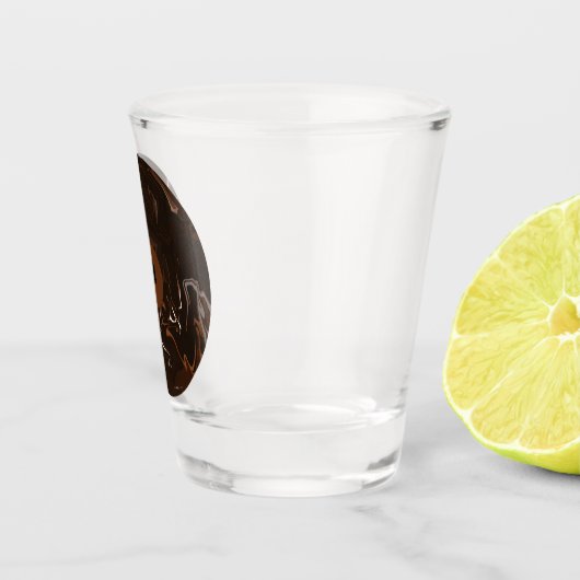 Braune, schwarze und graue Wirbel Schnapsglas (Rechts)