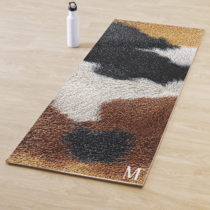 Braune schwarze und weiße Kuhhauttextur Yogamatte