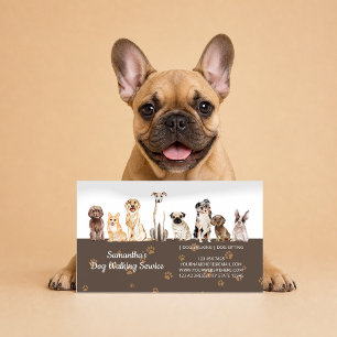 Braune Senior-Hundepflege sanfte Wasserfarbe Puppy Visitenkarte