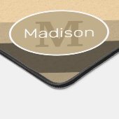 Braune Sepa Retro-geometrische Linien Monogramm Schreibtischunterlage (Ecke)