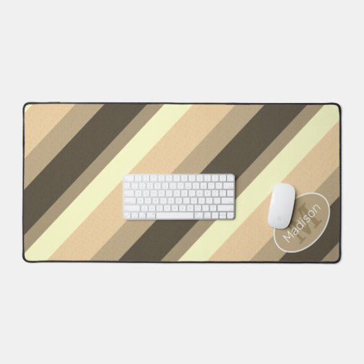 Braune Sepa Retro-geometrische Linien Monogramm Schreibtischunterlage (Tastatur & Maus)