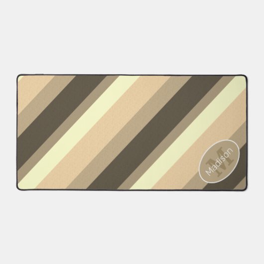 Braune Sepa Retro-geometrische Linien Monogramm Schreibtischunterlage (Vorderseite)