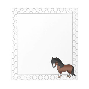 Braune Shetlandpony-Süße-Cartoon-Illustration Notizblock