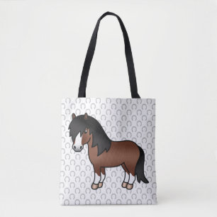 Braune Shetlandpony-Süße-Cartoon-Illustration Tasche