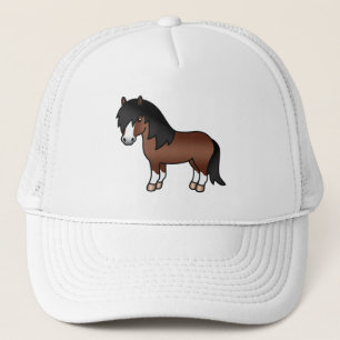 Braune Shetlandpony-Süße-Cartoon-Illustration Truckerkappe