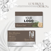 Braune Silber Dekoration Rose Blume mit Logos und Visitenkarte