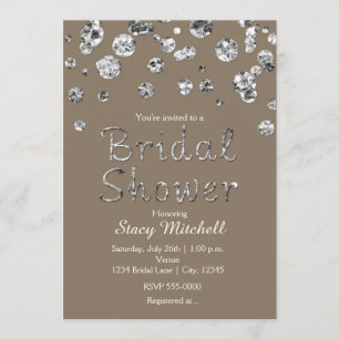 Braune Silber Glitter Glam Hochzeitsdusche Einladu Einladung