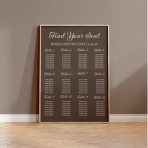 Braune Sitzordnung für Hochzeitsempfang Poster