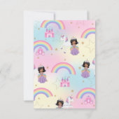 Braune Skin Princess und Rainbow Unicorn Geburtsta Dankeskarte (Rückseite)
