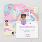 Braune Skin Princess und Rainbow Unicorn Geburtsta Dankeskarte (Vorne/Hinten)