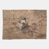 Braune Spatzen Vögel Rustikale Naturfotografie Geschirrtuch (Horizontal)