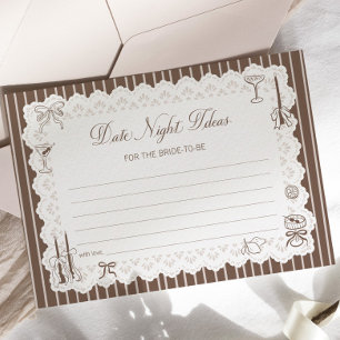 Braune Spitze Brautparty Date Night Ideen Karte
