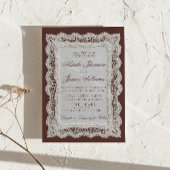 Braune Spitzendeckchen-Hochzeits-QR-Code-Foto  Einladung
