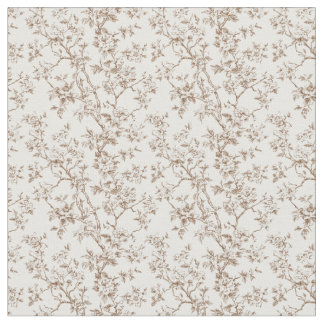 Braune Stadt mit Blüten und Zweigen Stoff