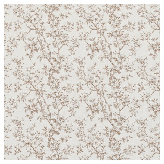 Braune Stadt mit Blüten und Zweigen Stoff (Nahaufnahme)