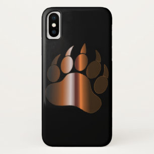 BRAUNE STAHL-BÄRENPFAOTE AUF SCHWARZ iPhone X HÜLLE