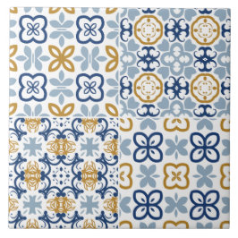 Braune Stahlmarineblau Portugiesische Kachelillust Fliese