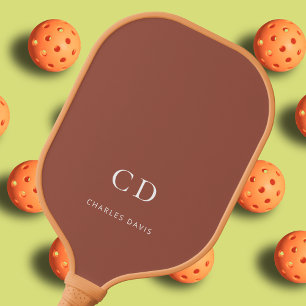 Braune staubige Erde Monogramm Initialen Name Pickleball Schläger