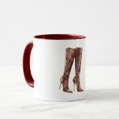 Braune Stiefel mit hohen Absätzen Tasse (Vorderseite Links)