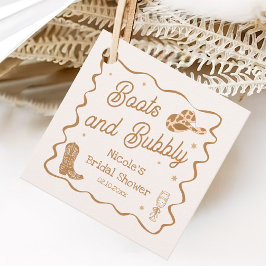 Braune Stiefel und Bubby-Brautparty Geschenkanhänger