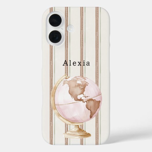 Braune Streifen Globus Welt Case-Mate iPhone Hülle (Rückseite)