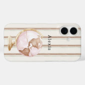 Braune Streifen Globus Welt Case-Mate iPhone Hülle (Rückseite (Horizontal))