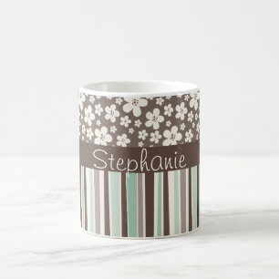 Braune Streifen Individuelle Name Kaffee Tasse