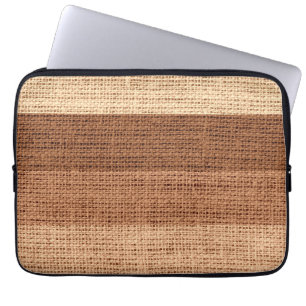 Braune Streifen Jute Rustikal Laptopschutzhülle