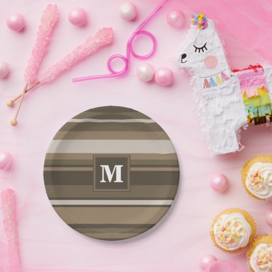 Braune Streifen Pappteller (Party)