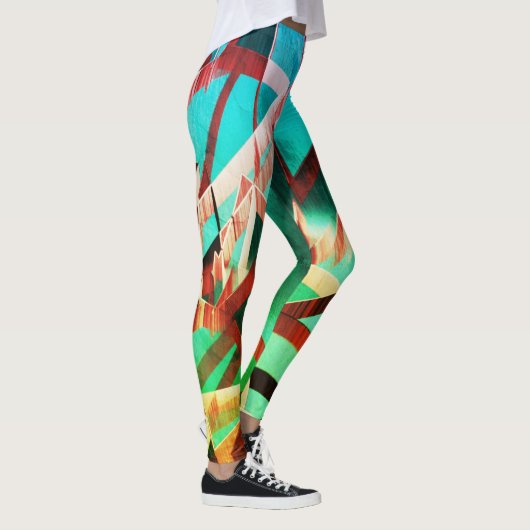 Braune Streifen über grün oder aquamarine Leggings (Rechts)