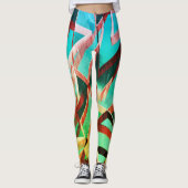 Braune Streifen über grün oder aquamarine Leggings (Vorderseite)