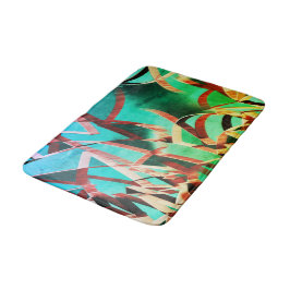 Braune Streifen über grünem oder aquamarinem Hinte Badematte