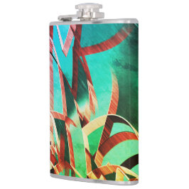 Braune Streifen über rustikales Grün und Aquamarin Flachmann