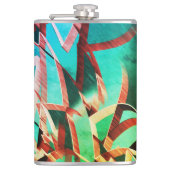 Braune Streifen über rustikales Grün und Aquamarin Flachmann (Vorderseite)