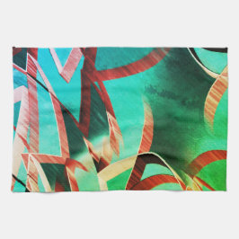 Braune Streifen über rustikales Grün und Aquamarin Geschirrtuch