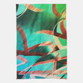 Braune Streifen über rustikales Grün und Aquamarin Geschirrtuch (Vertikal)