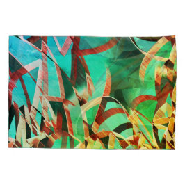 Braune Streifen über rustikales Grün und Aquamarin Kissenbezug