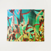 Braune Streifen über rustikales Grün und Aquamarin Wandteppich (Vorderseite (Horizontal))