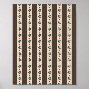 Braune Streifen Und Blumen Poster