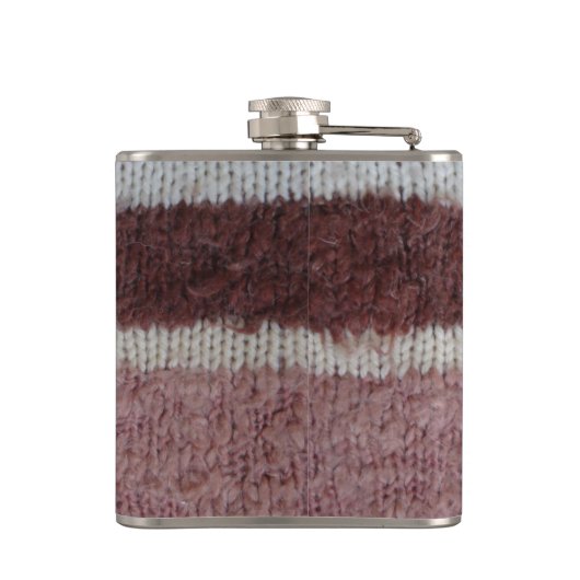 braune Stripteppiche Vintager Stilspass Flachmann (Rückseite)