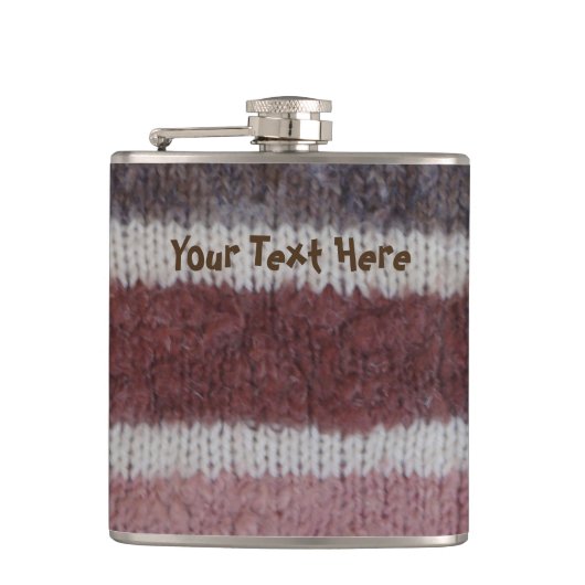 braune Stripteppiche Vintages Design Flachmann (Vorderseite)