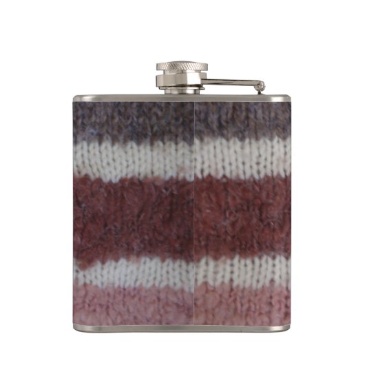 braune Stripteppiche Vintages Design Flachmann (Rückseite)