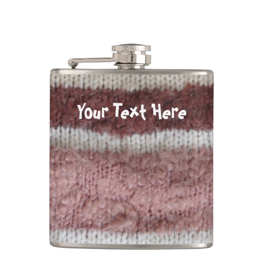 braune Stripteppiche Vintages Design Flachmann (Vorderseite)