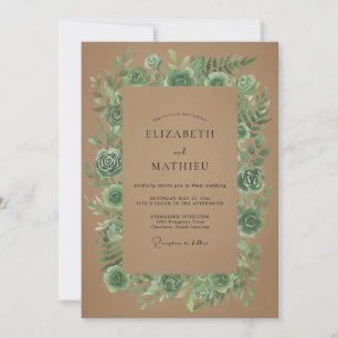 Braune Sukkulenten-Eukalyptus-Hochzeit Einladung
