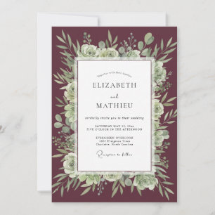 Braune Sukkulenten-Eukalyptus-Hochzeit Einladung
