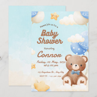 Braune süße Bär Baby Shower Einladung
